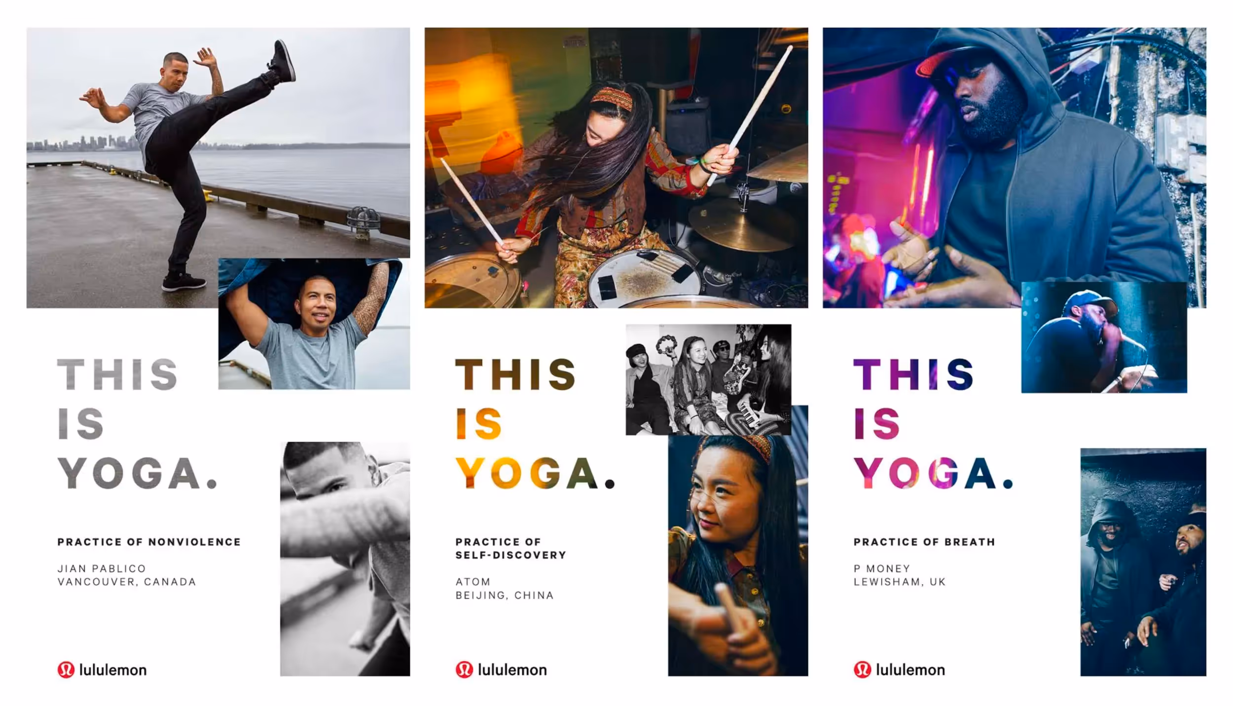 Various Lululemonads with "This is yoga"