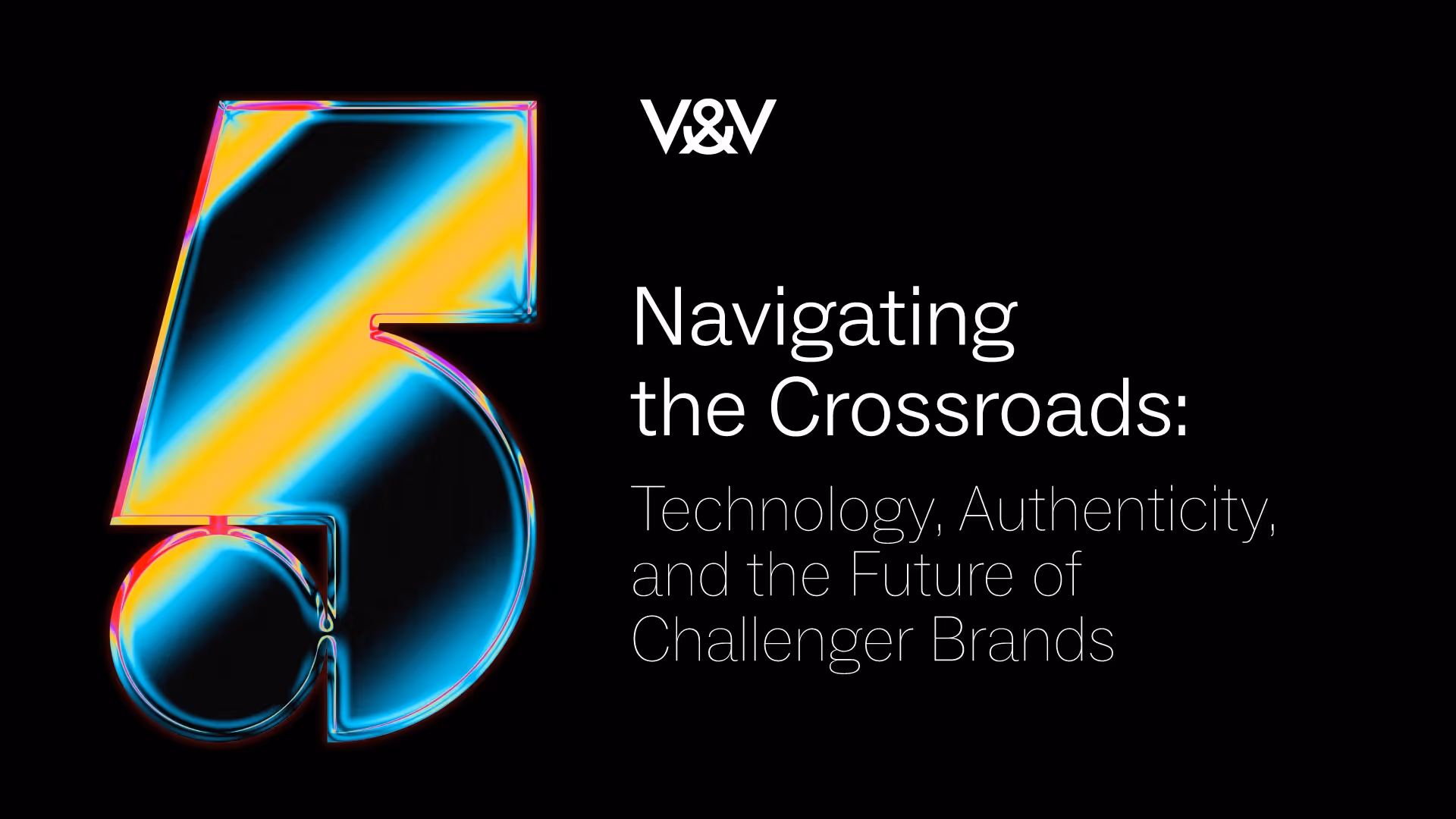 Large multicoloured 5 with the words Navigating the Crossroads