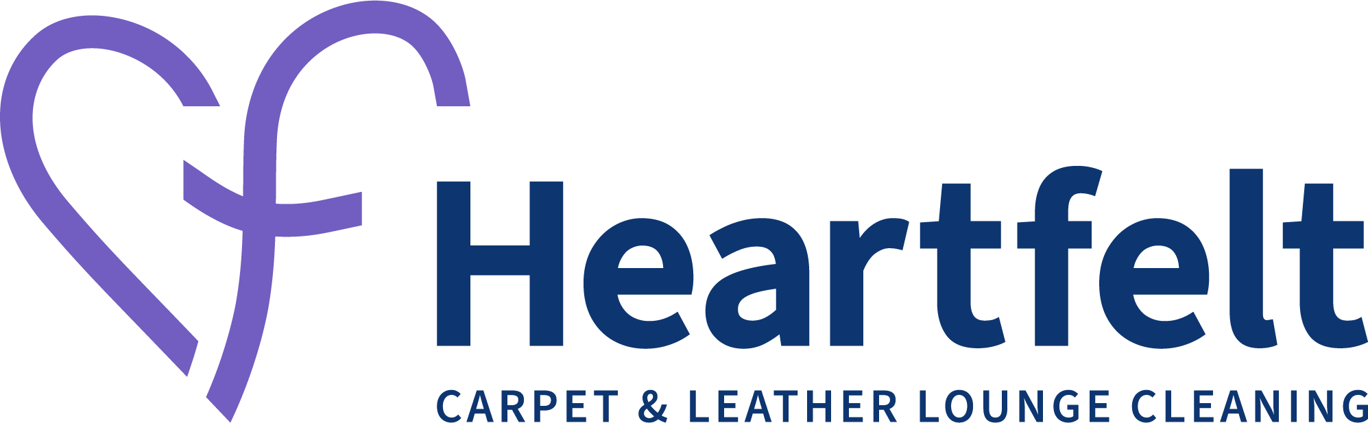 Heartfelt Cleaning logo featuring a purple heart-shaped outline and the word Heartfelt in blue text.