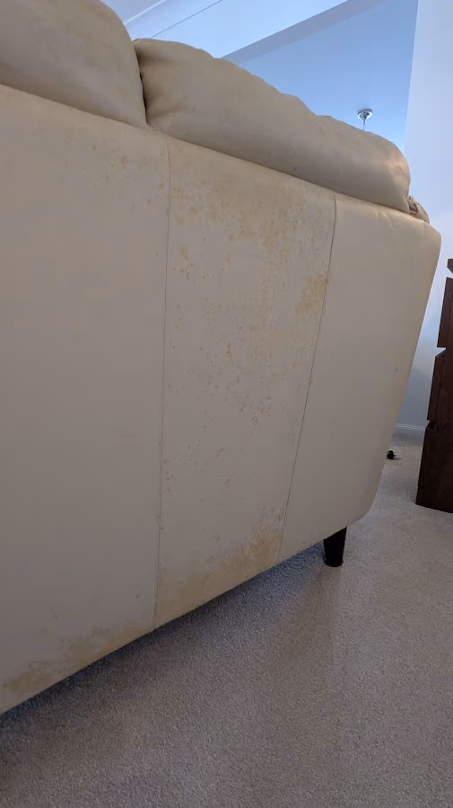 Back of leather lounge before cleaning