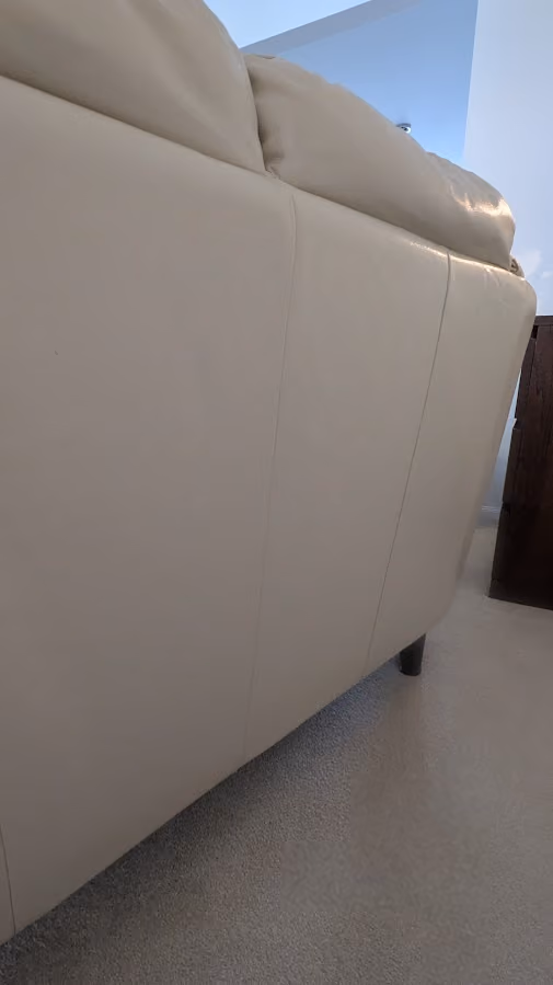 Back of leather lounge after cleaning