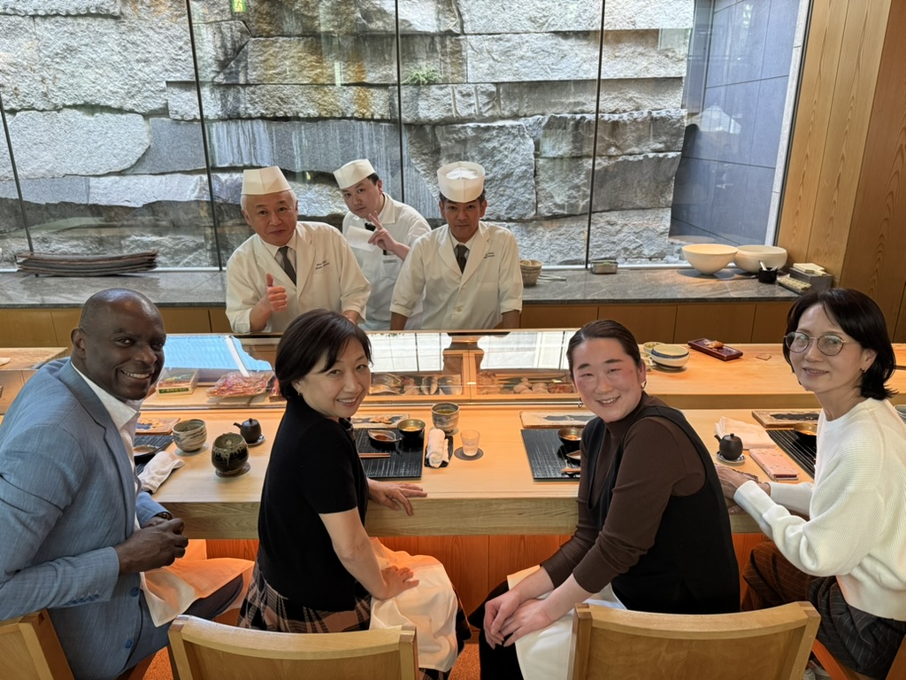 Nigiri sushi at a counter