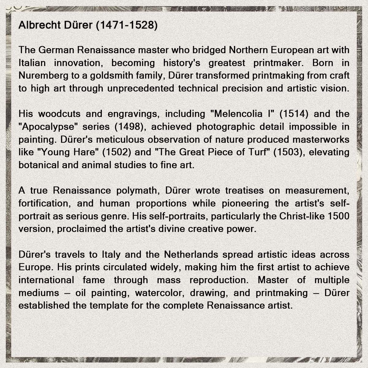 Short bio of Albrecht Dürer.
