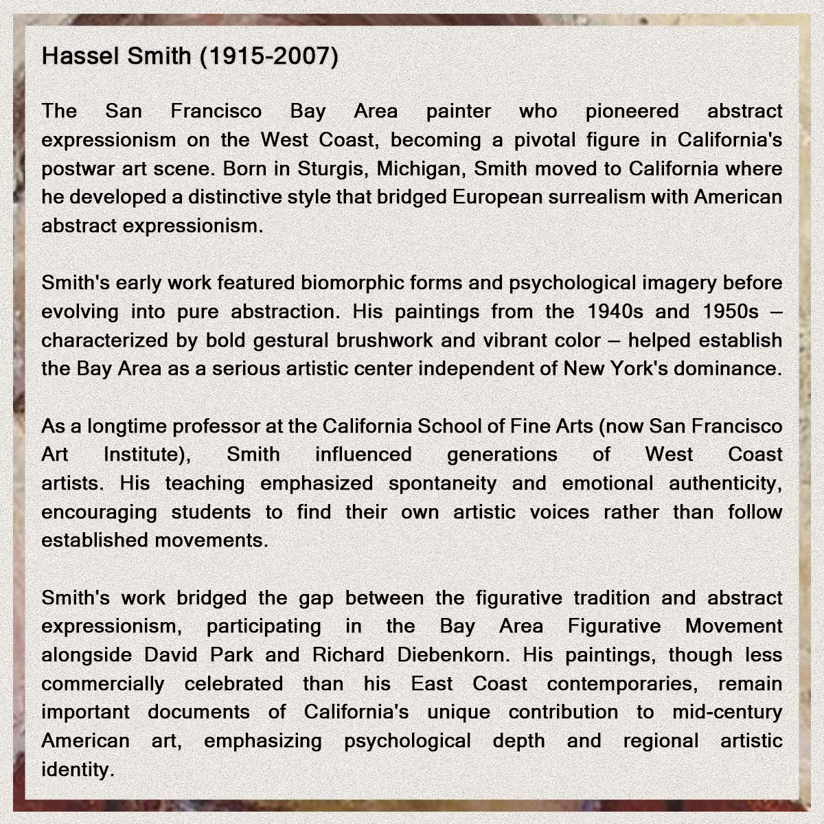 Short bio of Hassel Smith.