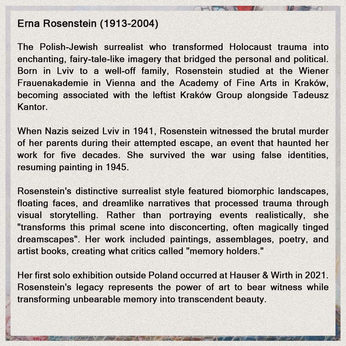 Short bio of Erna Rosenstein.