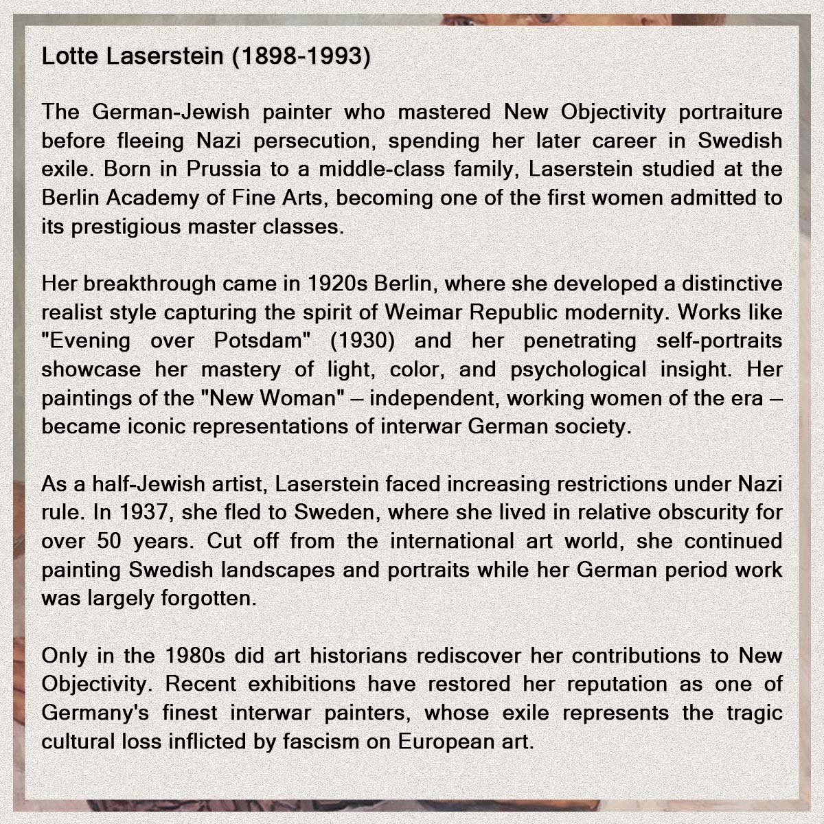 Short bio of Lotte Laserstein.