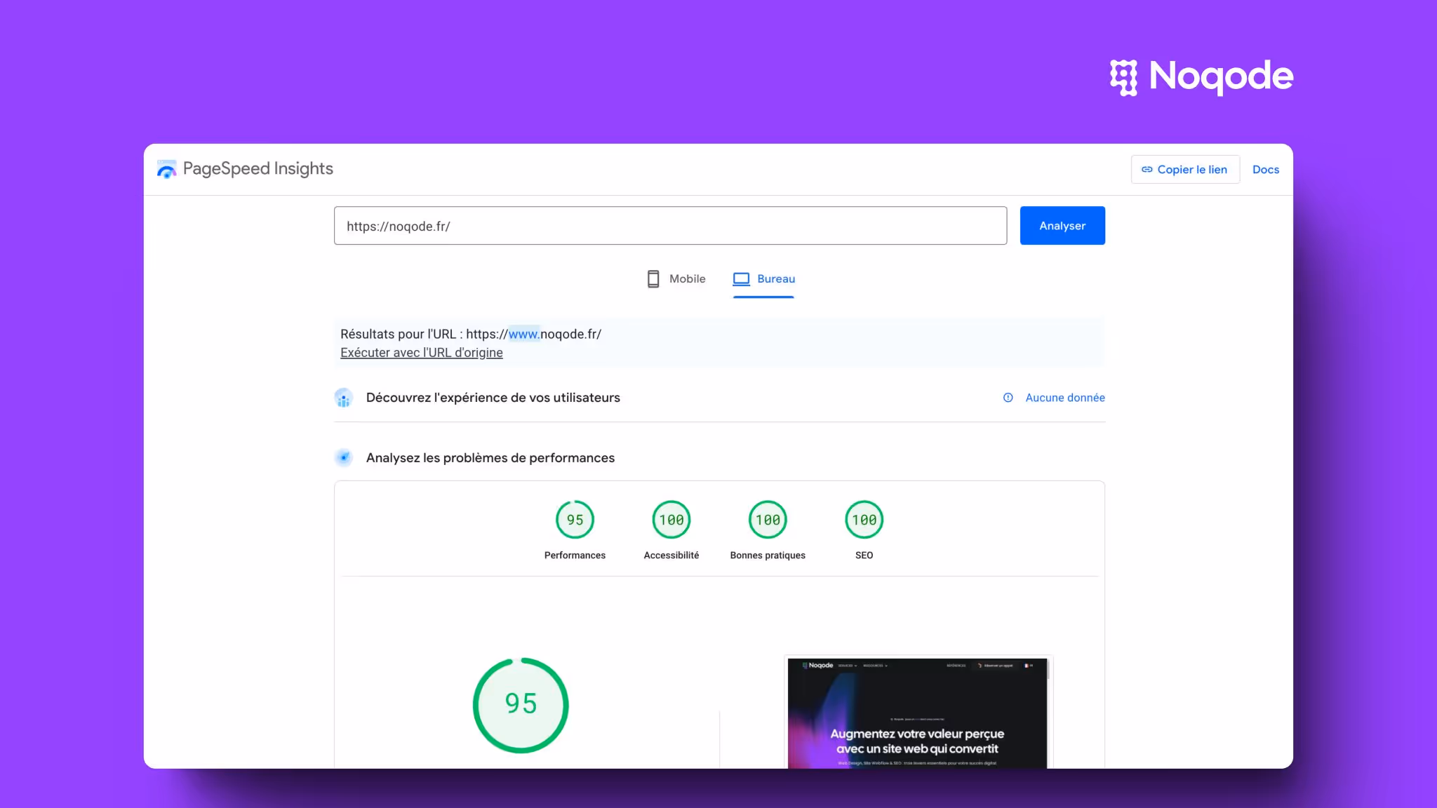 Temps de chargement du site internet noqode.fr - Agence Webflow