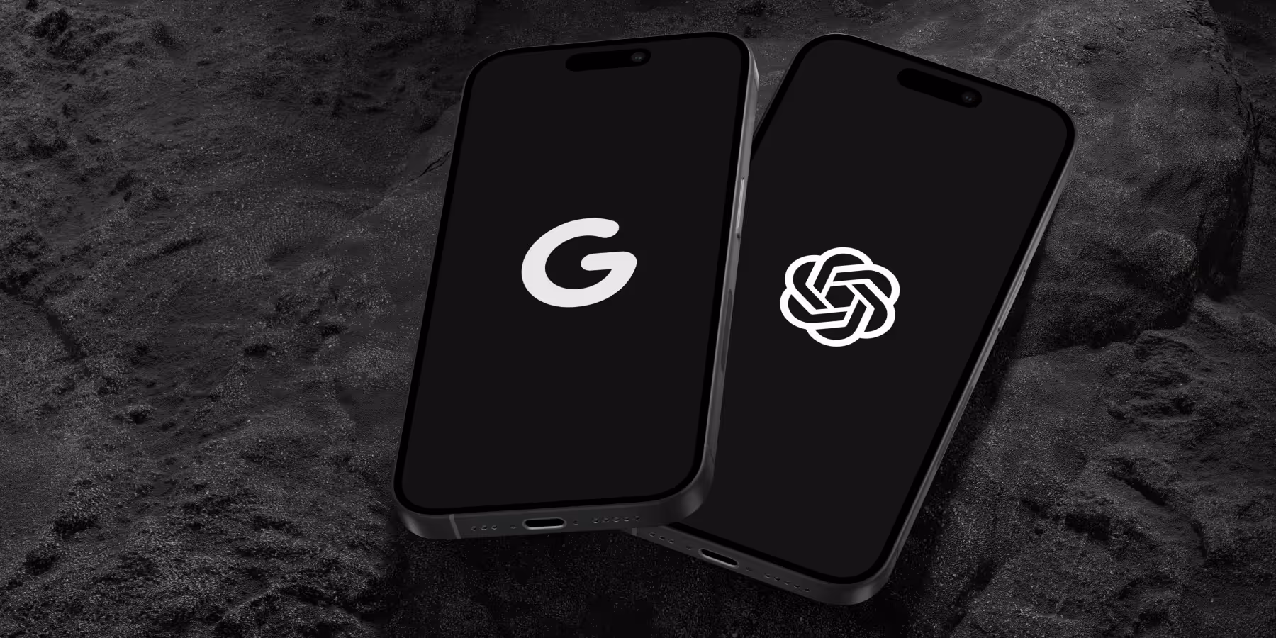 Smartphones avec logos Google et OpenAI