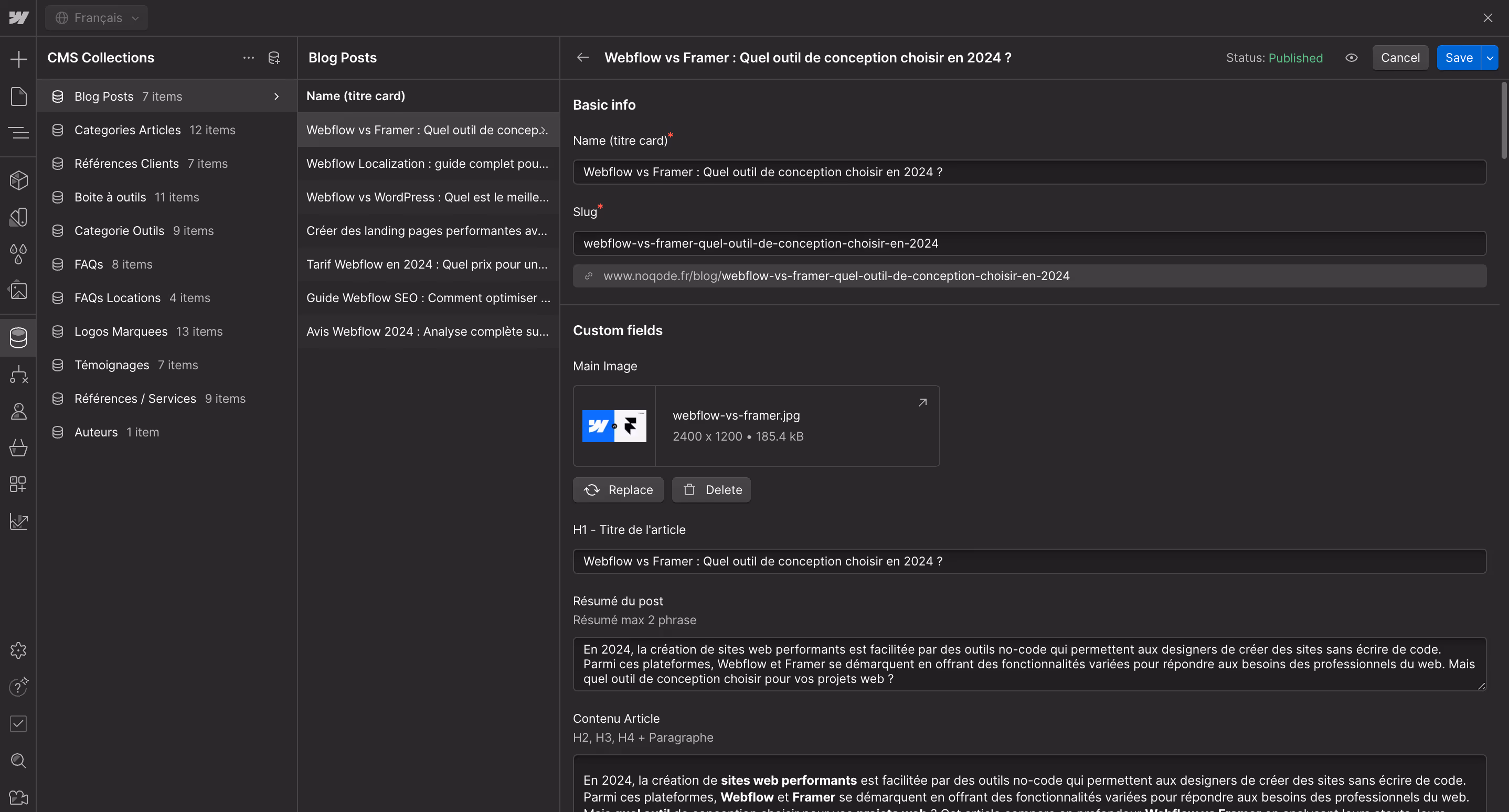CMS Webflow article Noqode
