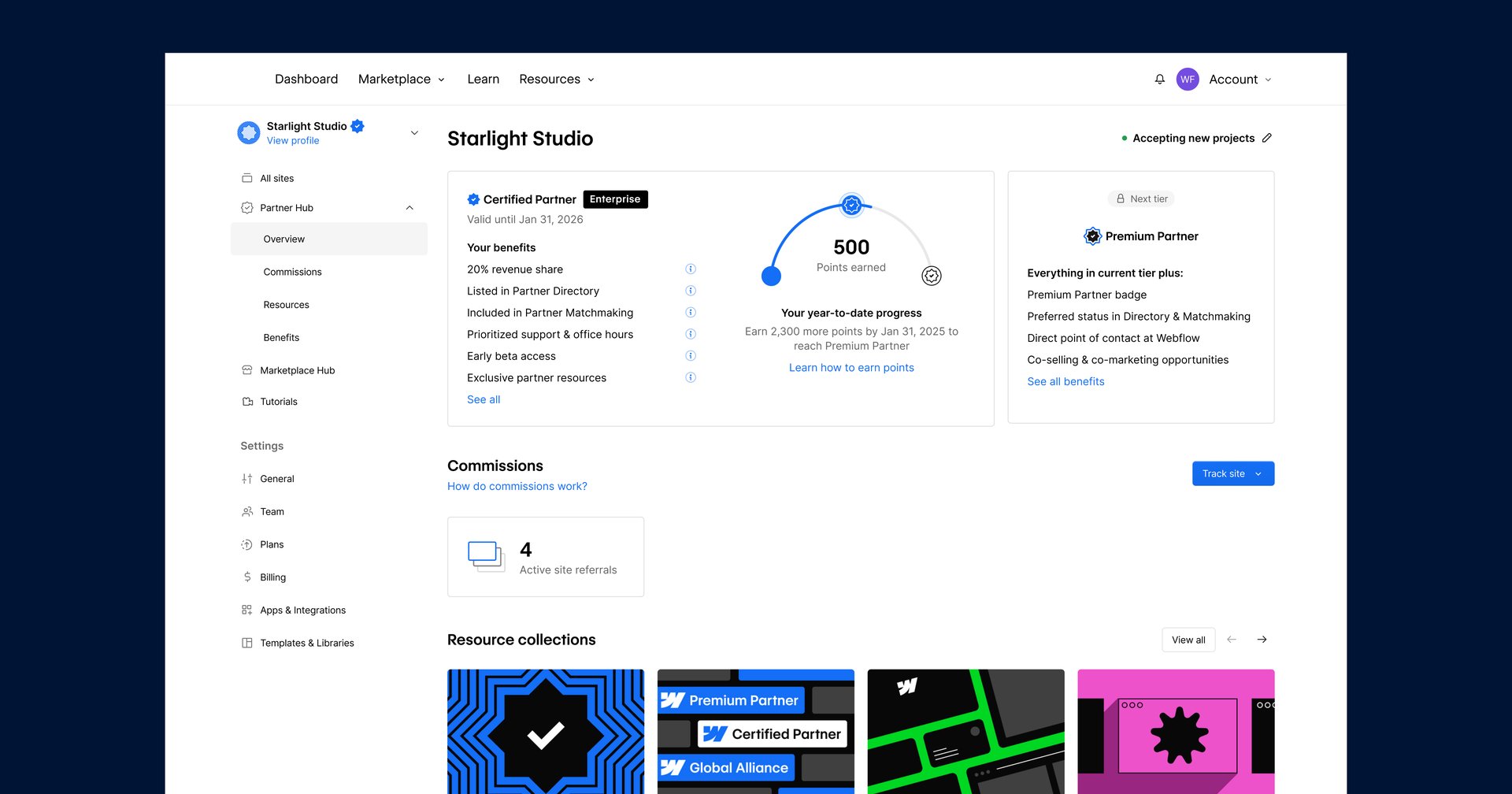 Webflow Partner Hub for the Certified Partner Program