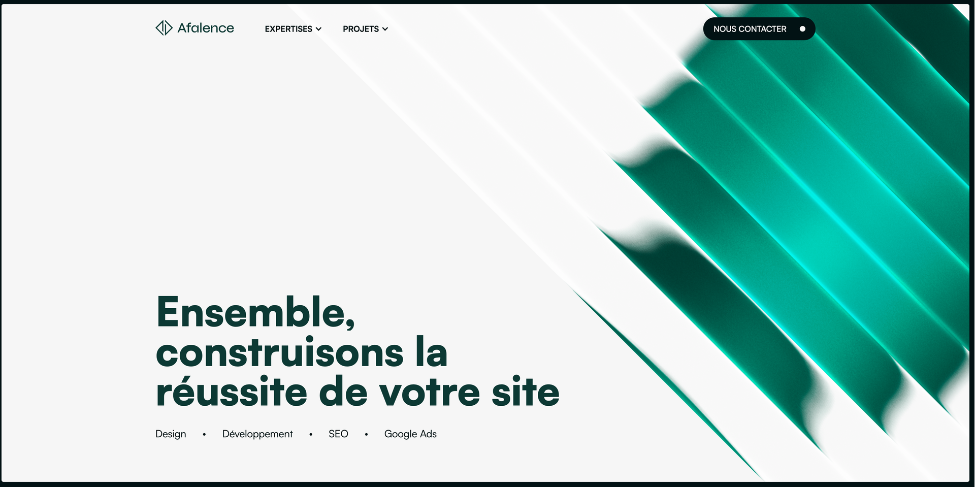 Page d'accueil d'Afalence, agence Webflow, SEO et Google Ads