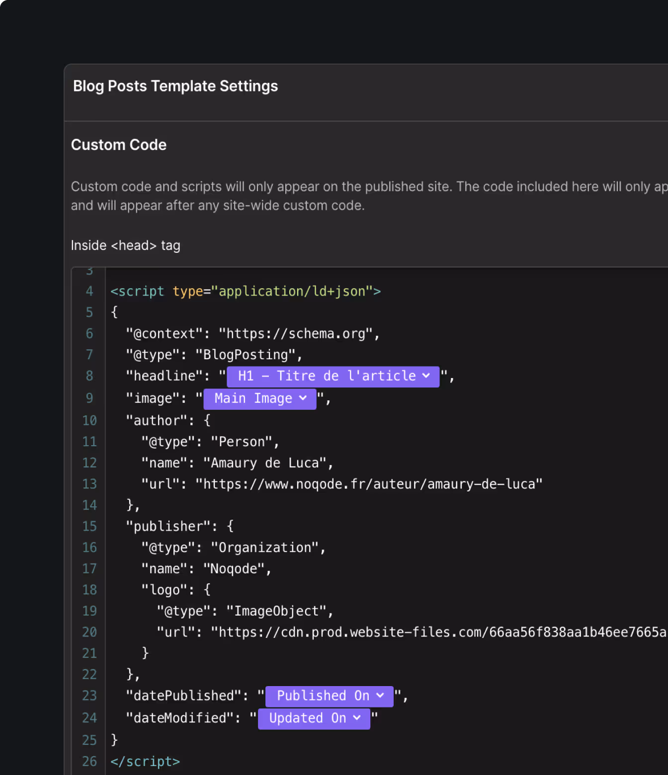 Données structurées de Noqode Agence Webflow