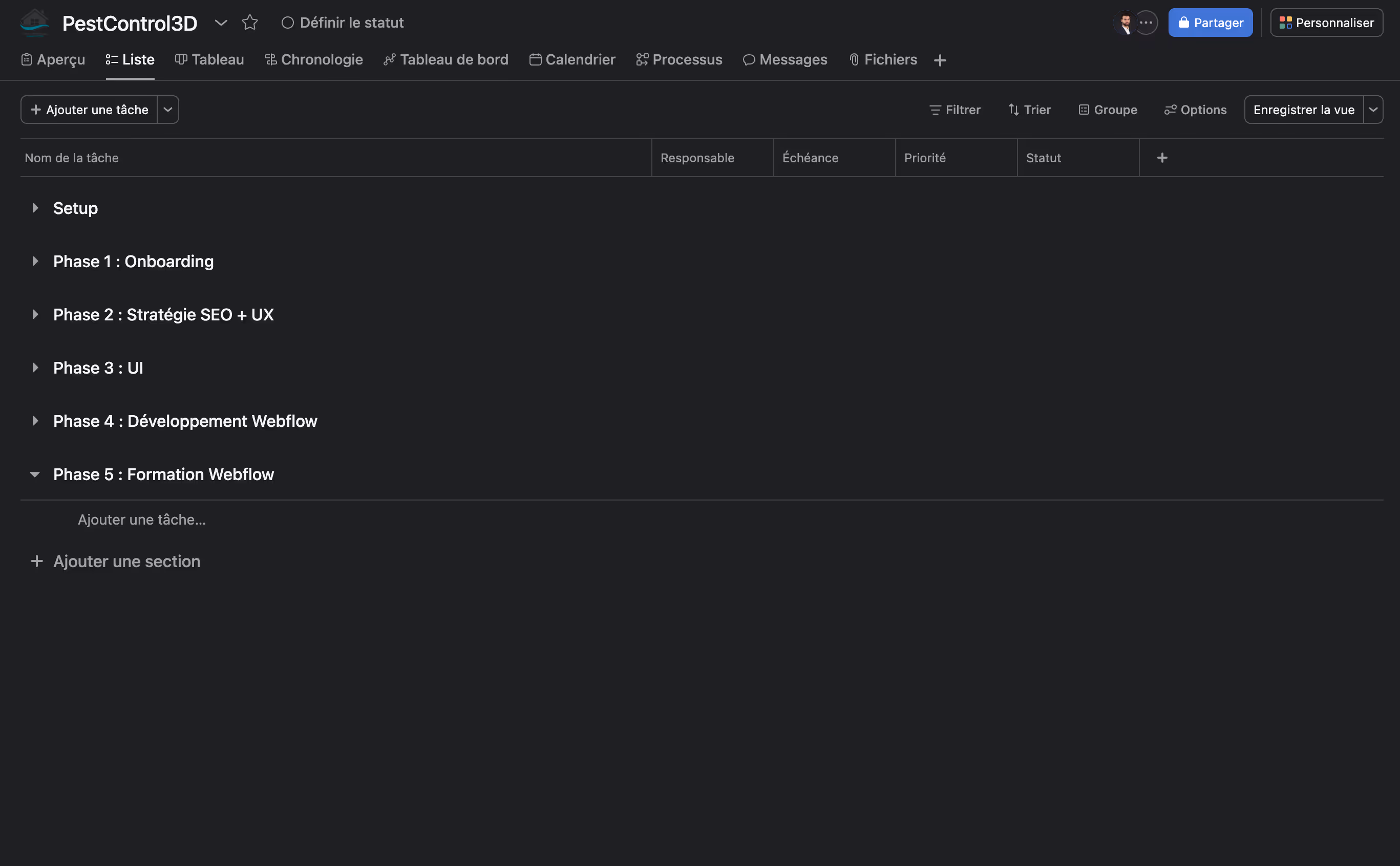 Dashboard Asana - Noqode