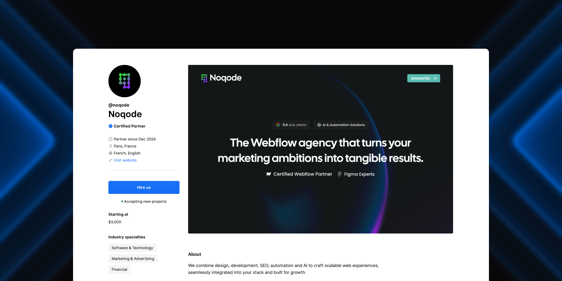 Noqode | Agence Webflow & Branding premium