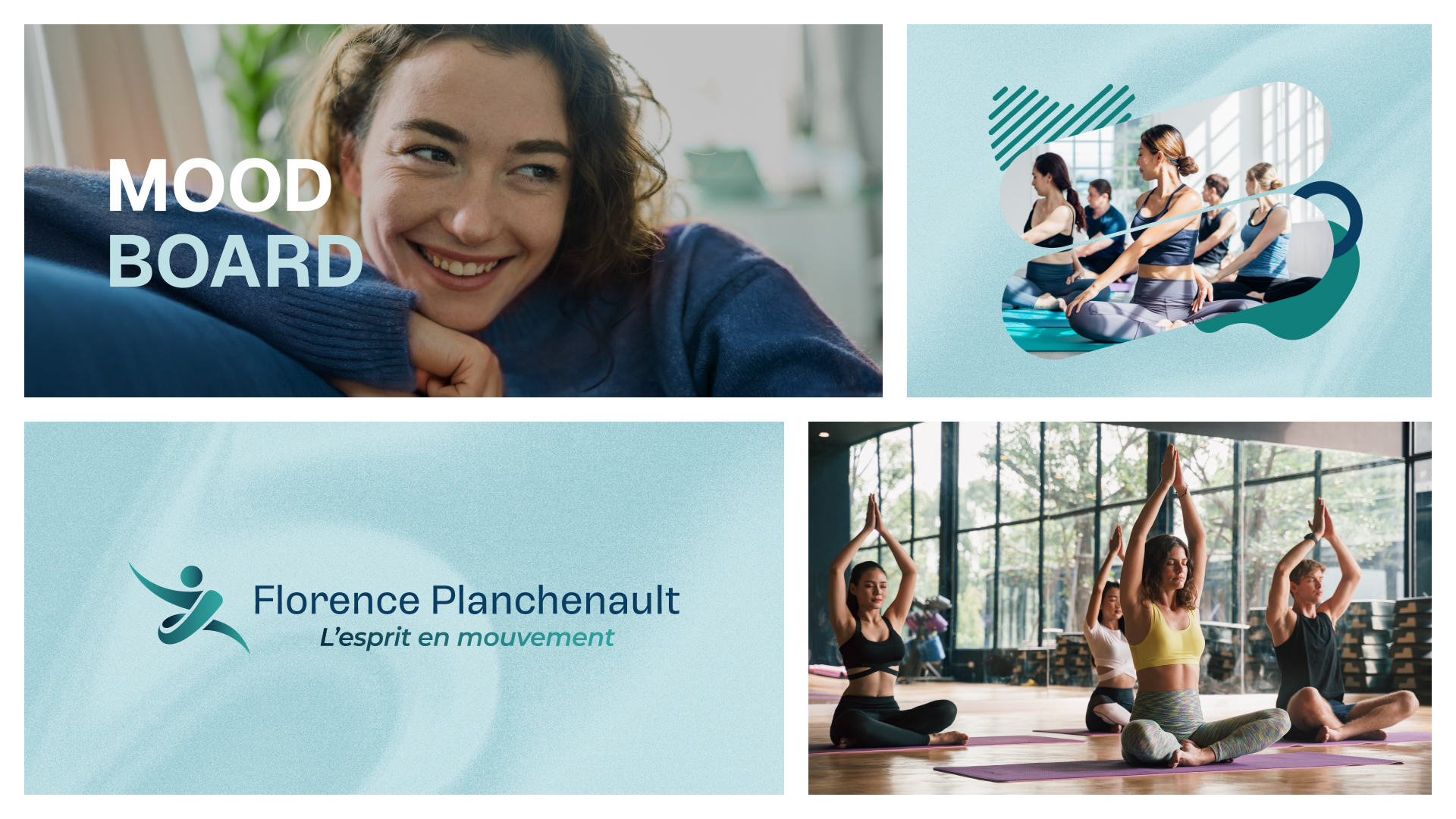 Florence Planchenault moodboard for yoga, Pilates, sophrology and wellness in Limetz-Villez: branding and visual identity