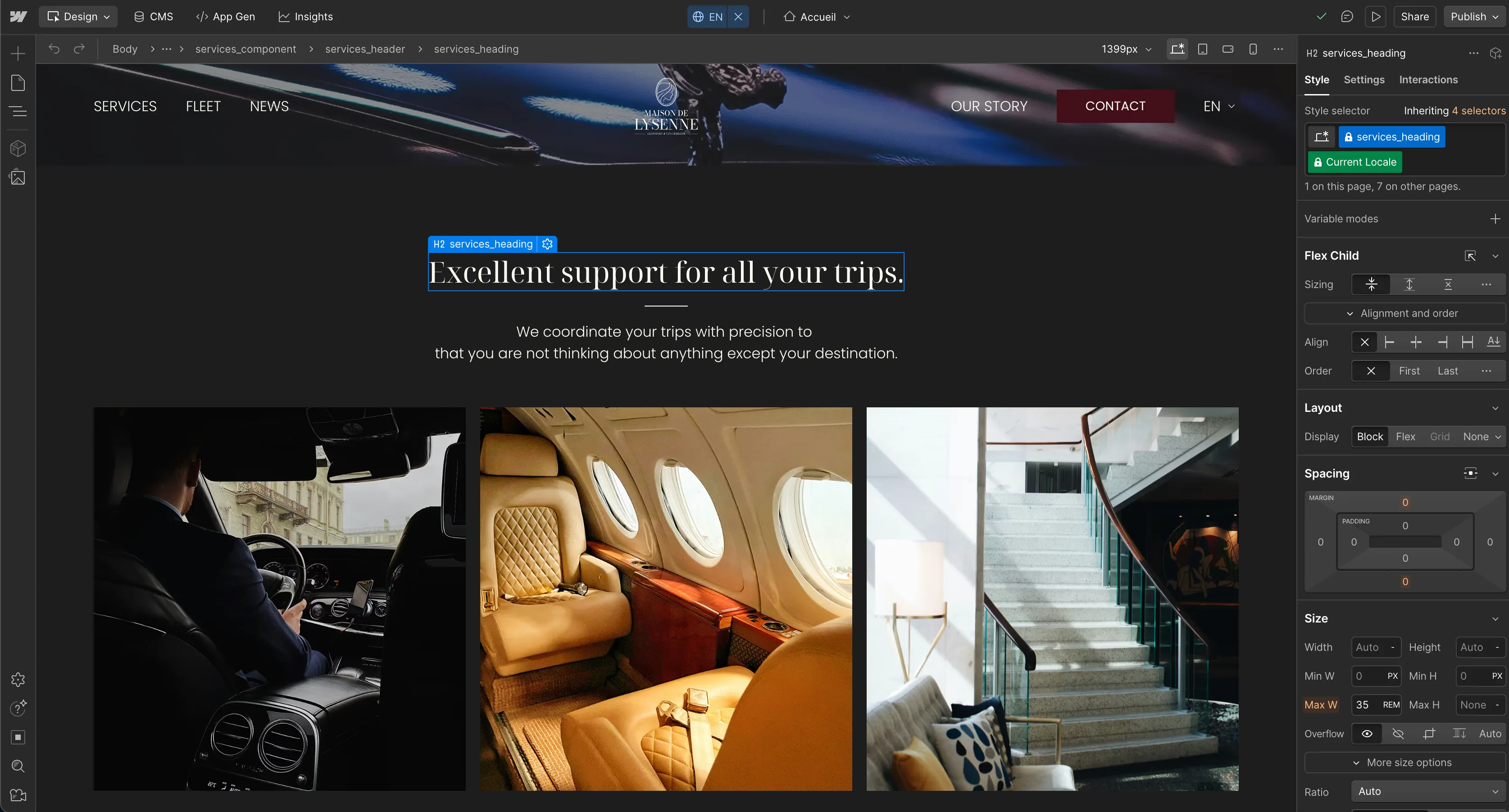 Site Maison de Lysenne version anglaise navigation bilingue