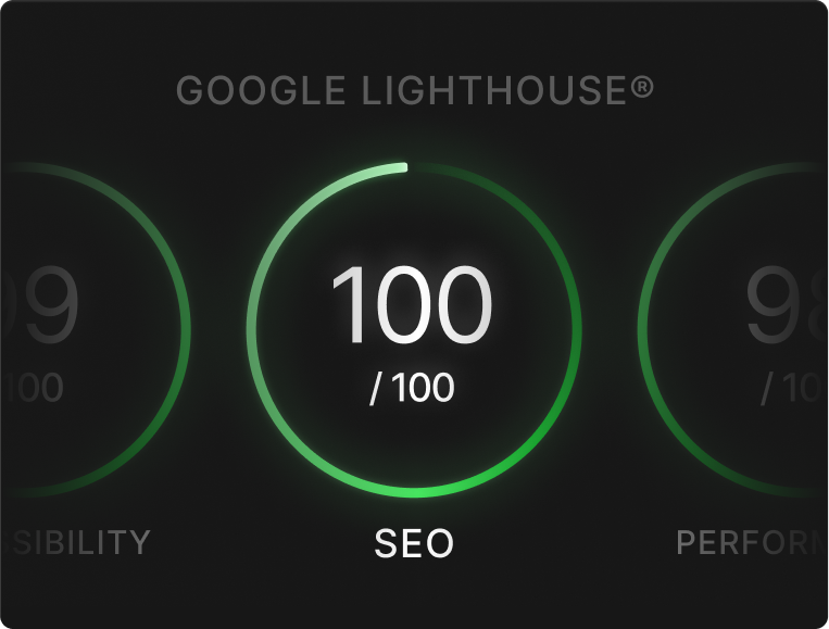SEO performance dashboard showing Webflow site metrics – PageSpeed score, Core Web Vitals and organic traffic growth