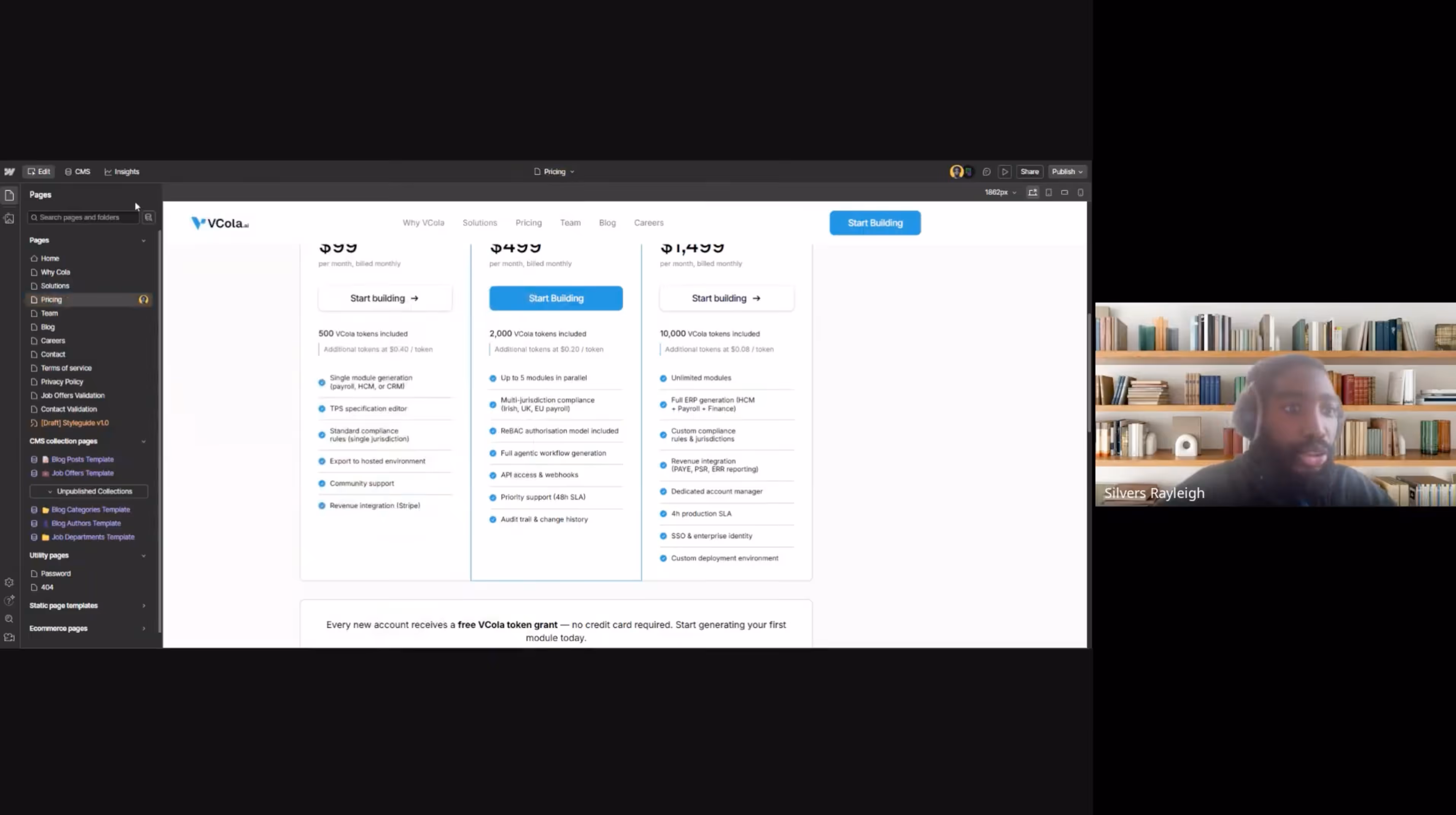 Formation Webflow CMS dispensée par Noqode à l'équipe VCola, accompagnée du Website Management Guide