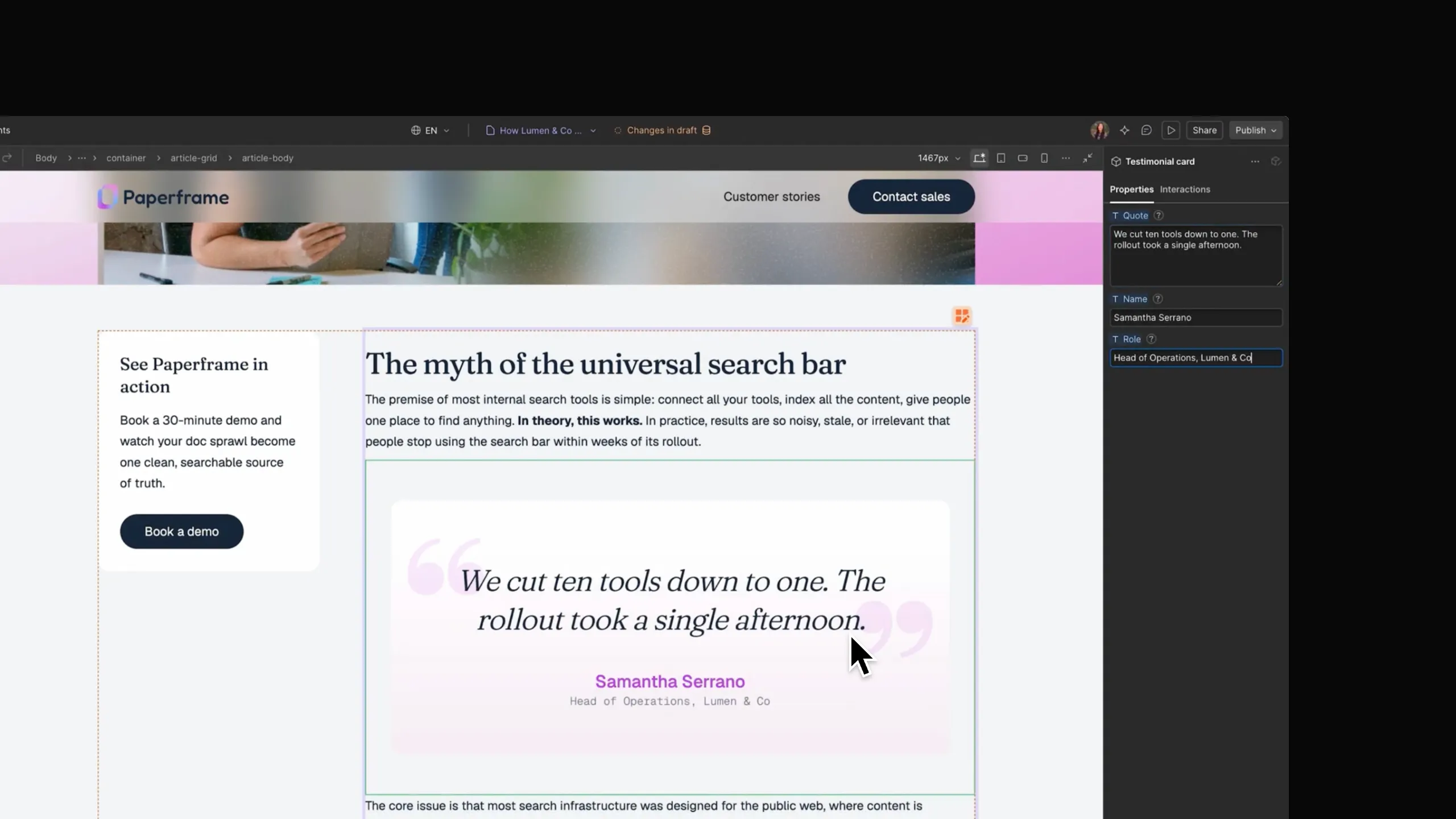 Composants dans le CMS Webflow
