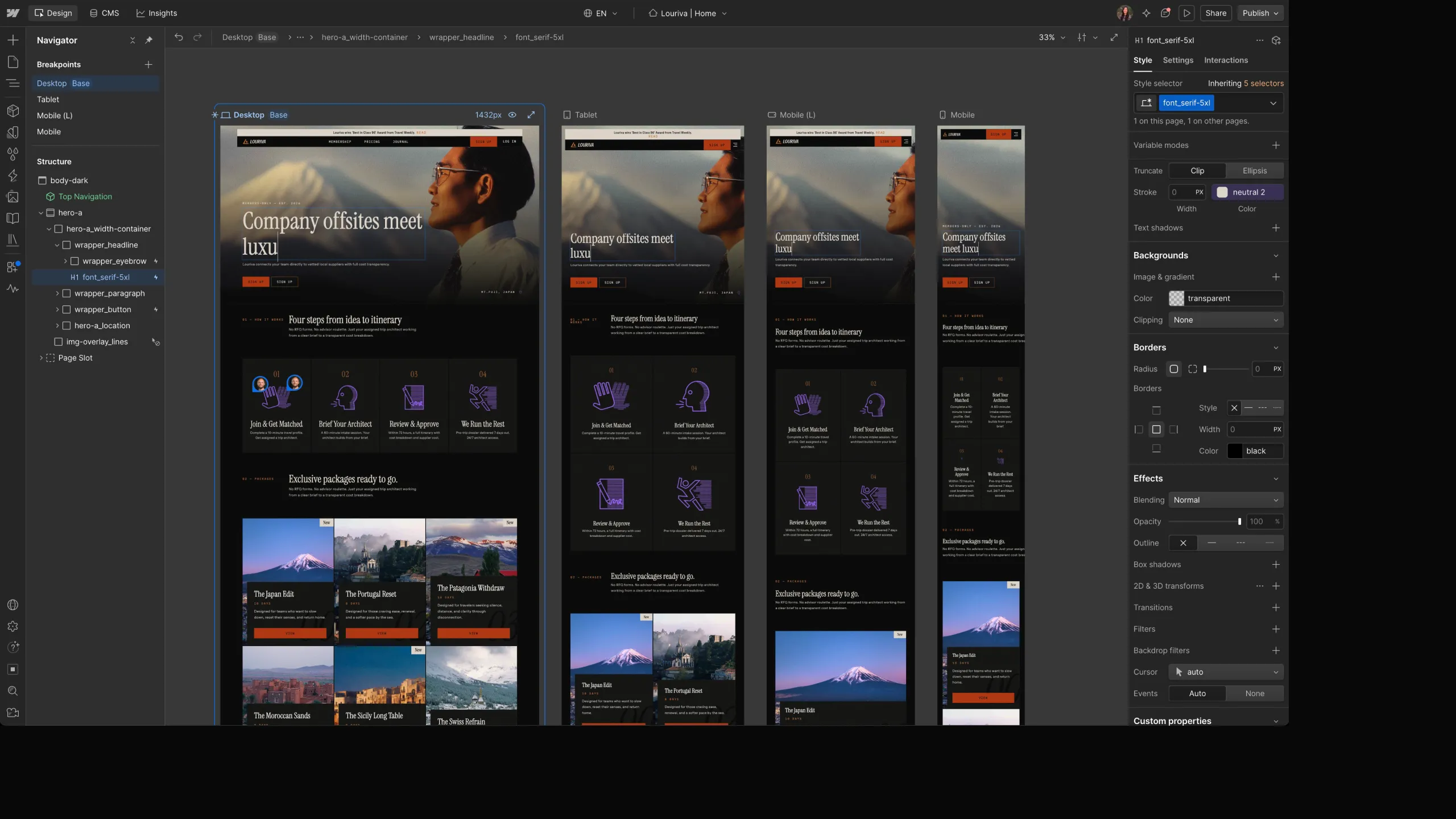 Breakpoint canvas Webflow
