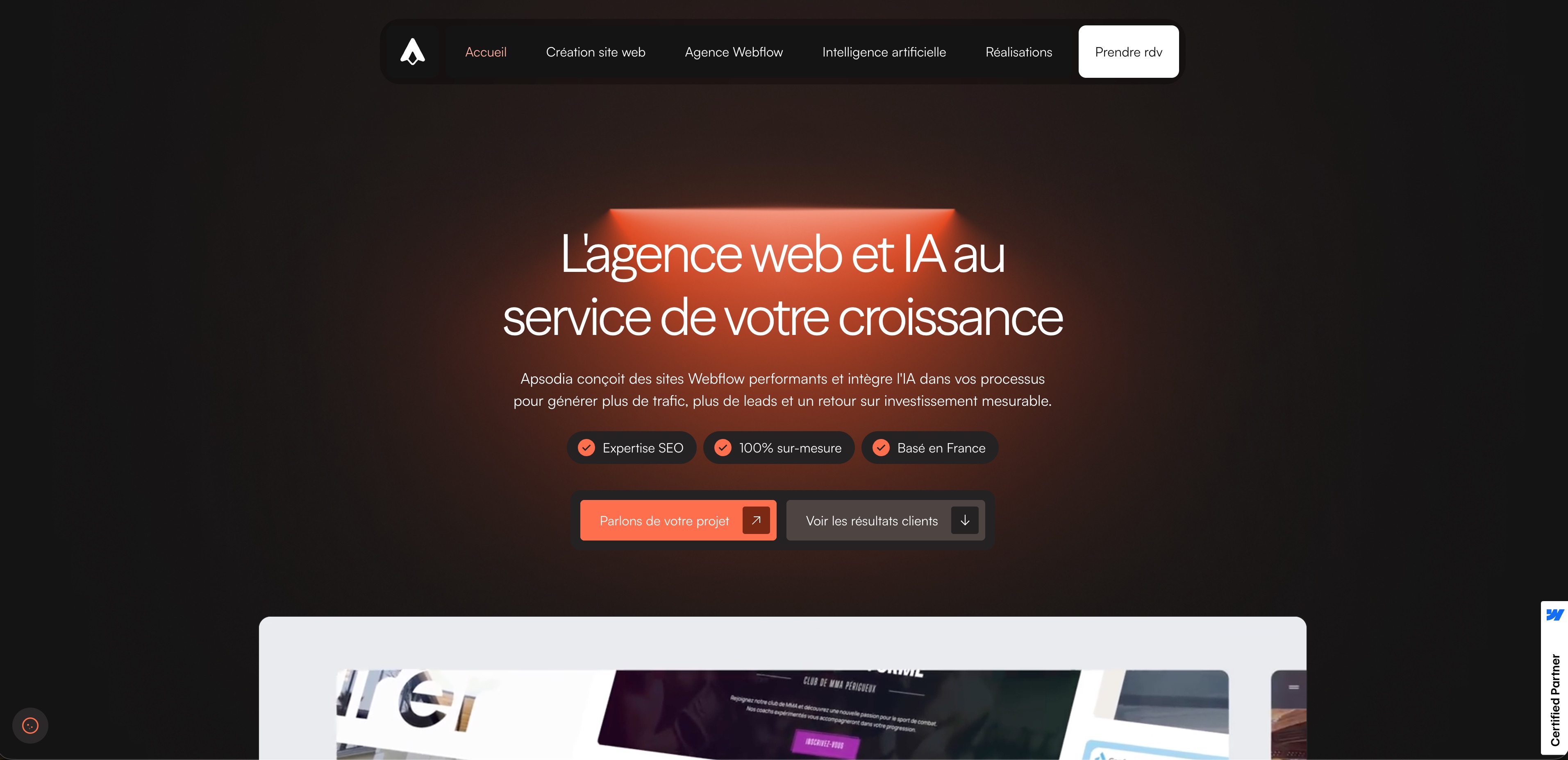 Apsodia homepage, web and AI agency for business growth