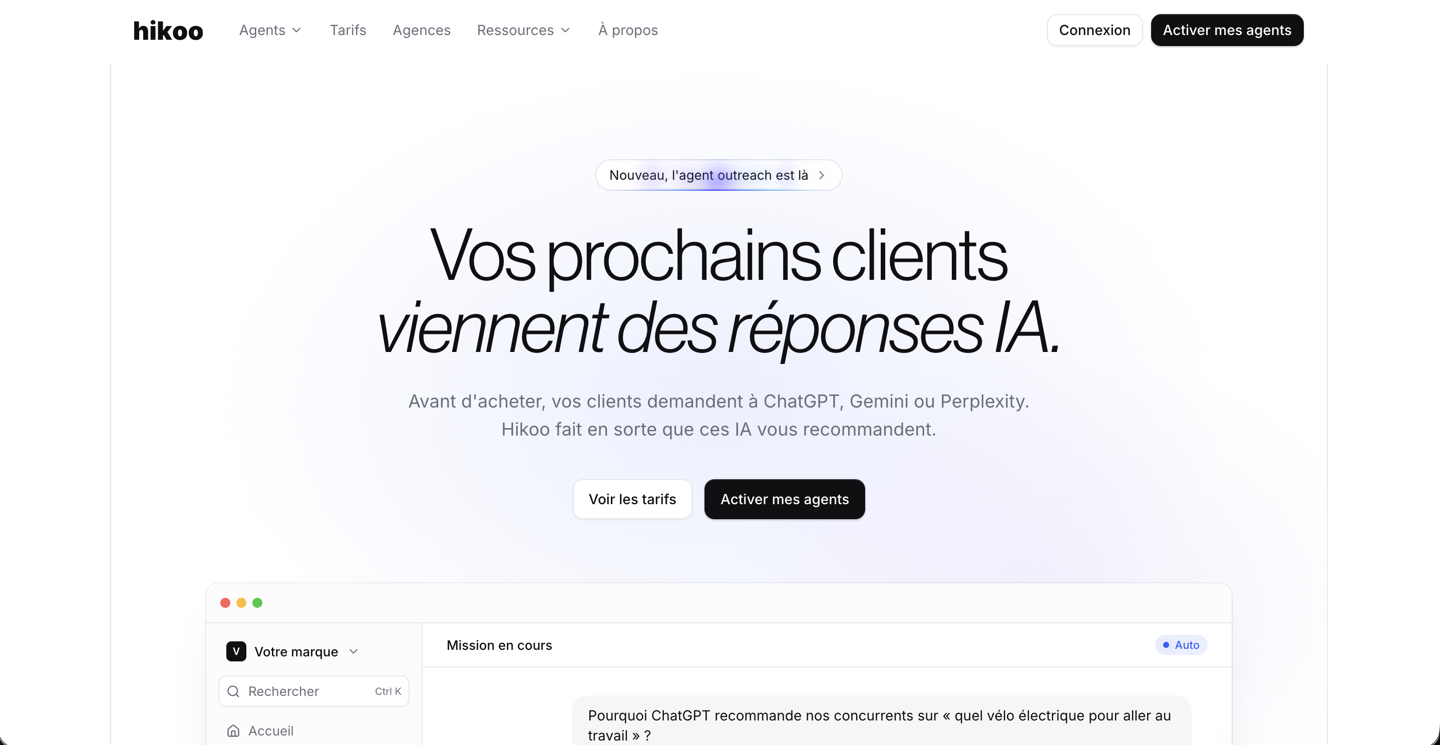 Hikoo homepage: your next customers come from AI answers