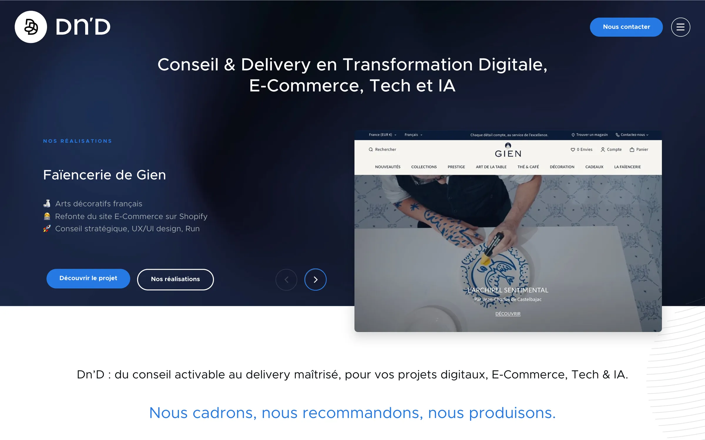 Dn’D homepage, e-commerce consulting and delivery agency