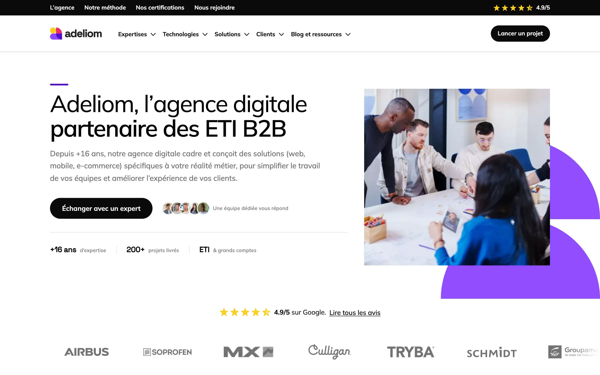 Adeliom homepage, digital agency for B2B mid-sized companies
