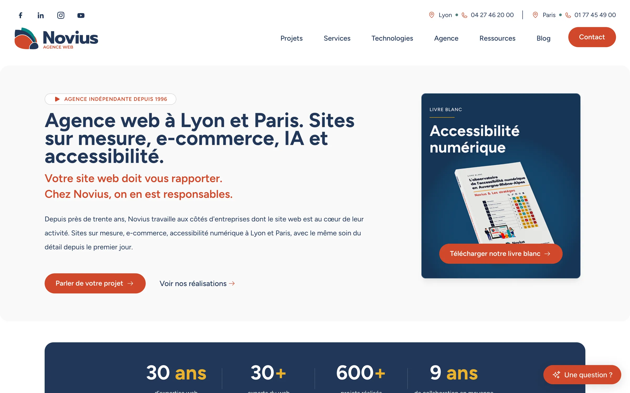 Novius homepage, web agency in Lyon and Paris