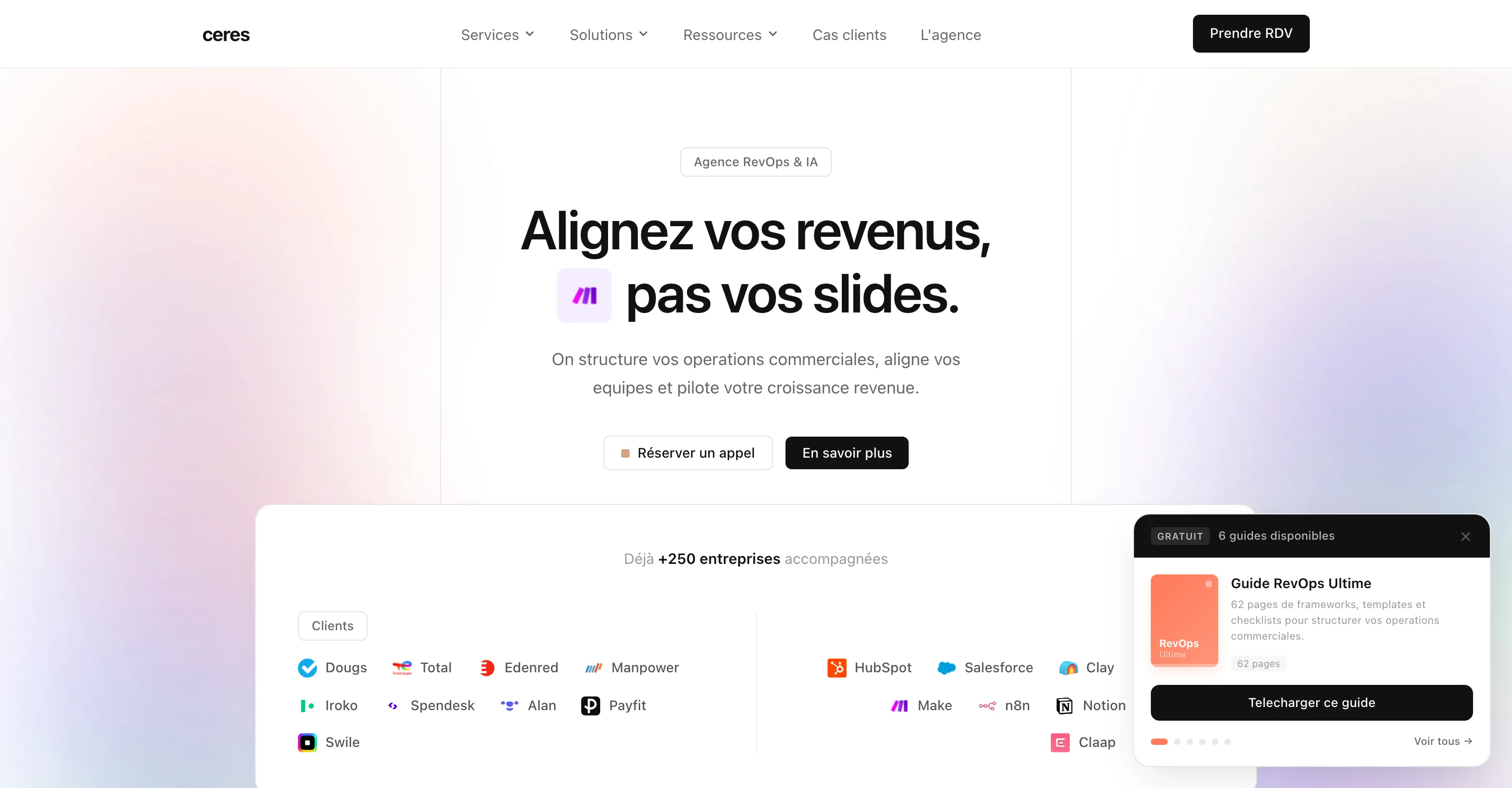 Ceres homepage, RevOps and AI agency for B2B companies