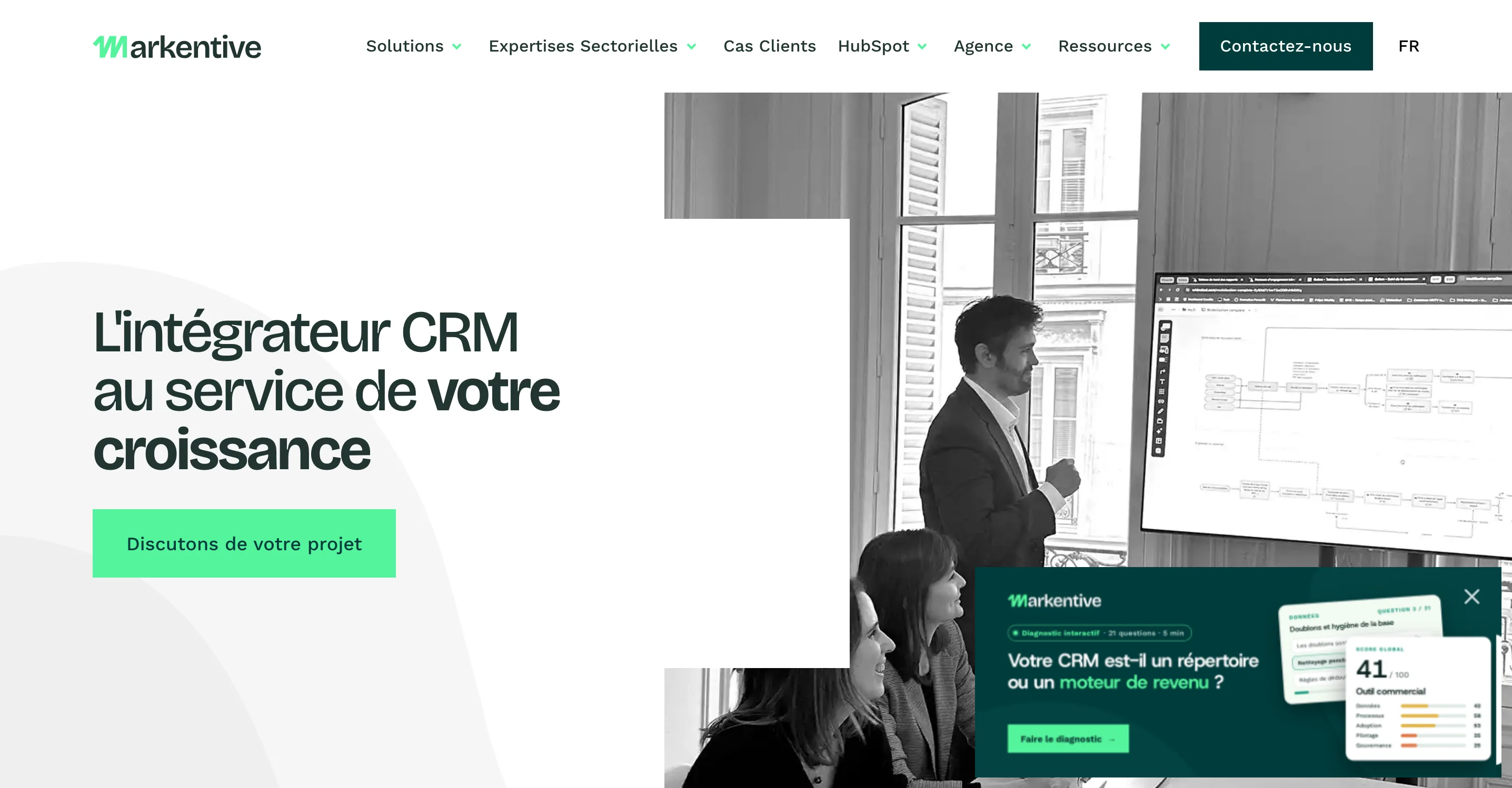 Markentive homepage, CRM integrator serving growth