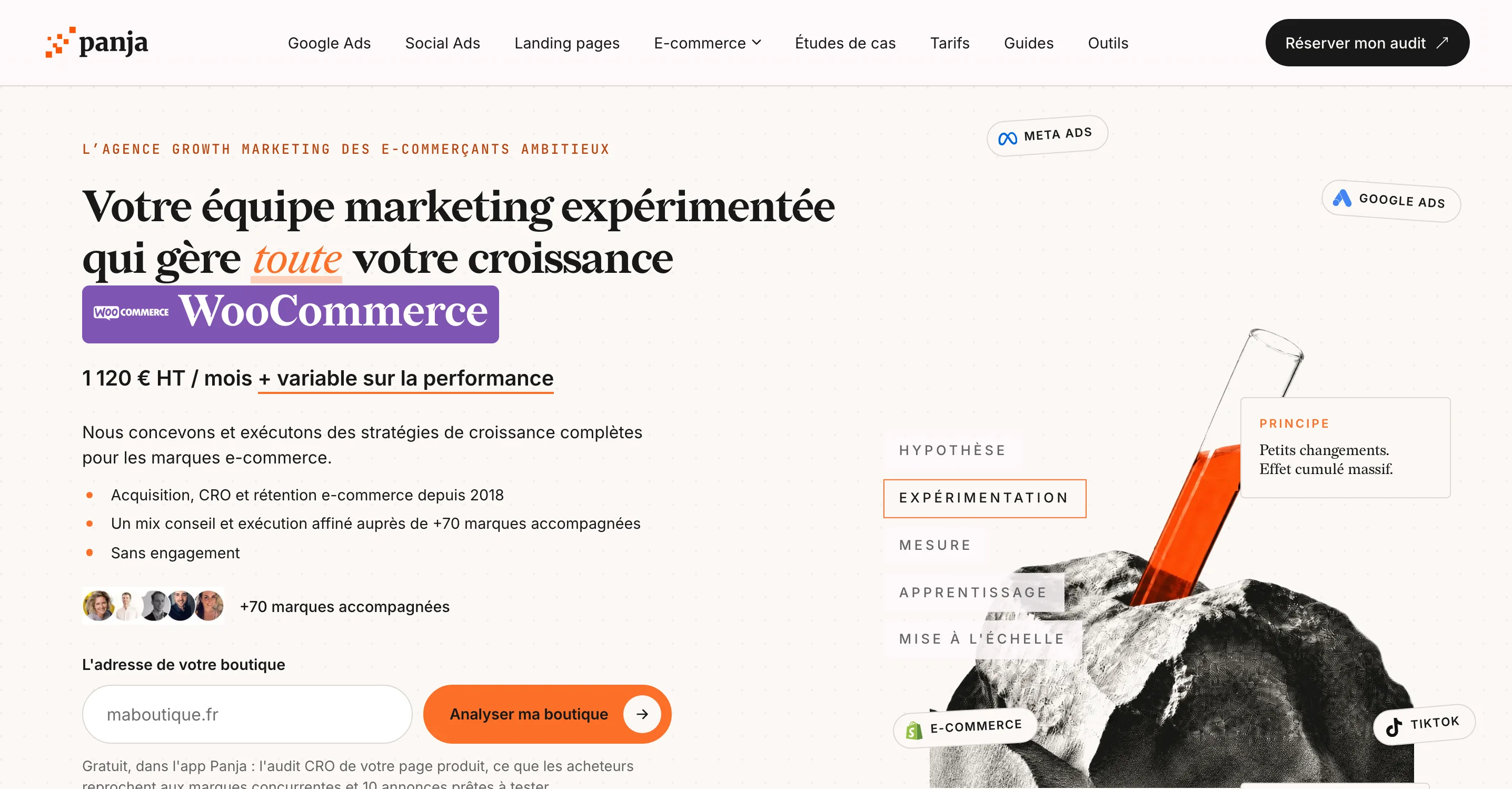 Panja homepage, growth marketing agency for e-commerce brands