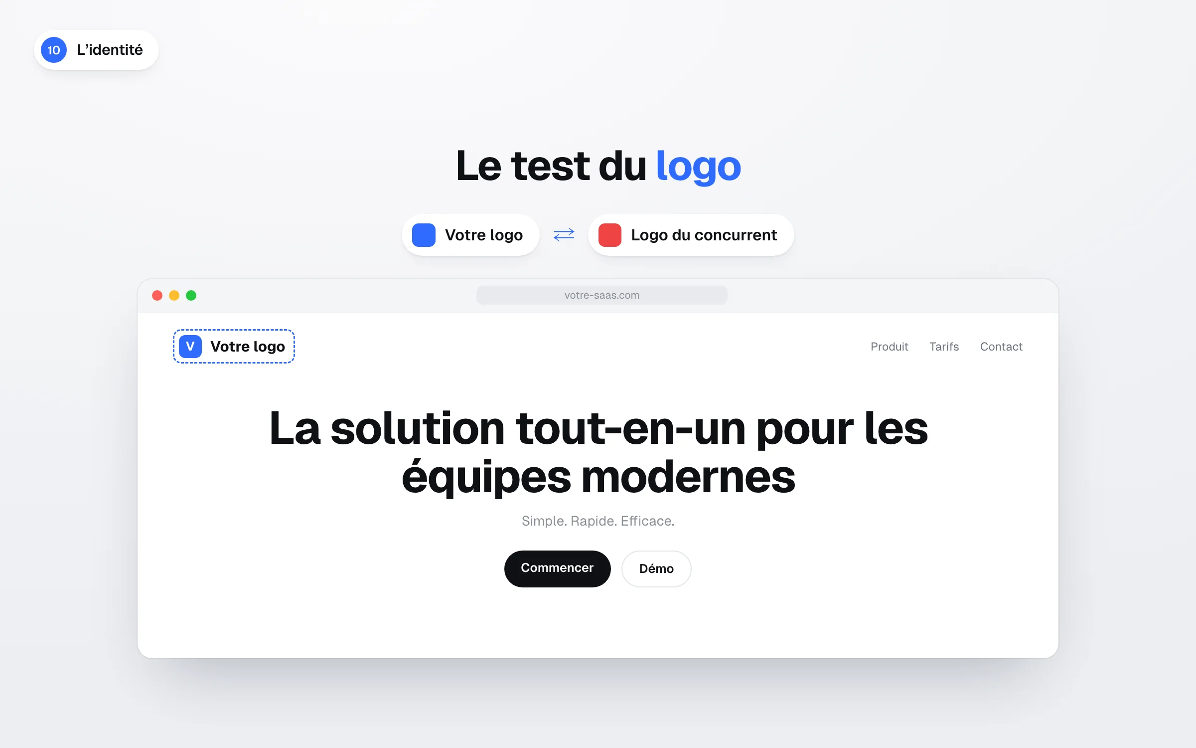 Page d'accueil générique « La solution tout-en-un pour les équipes modernes » avec un logo interchangeable, dixième signe d'un design généré par l'IA