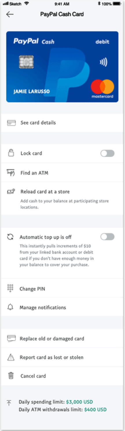 First iteration — reorganized card settings