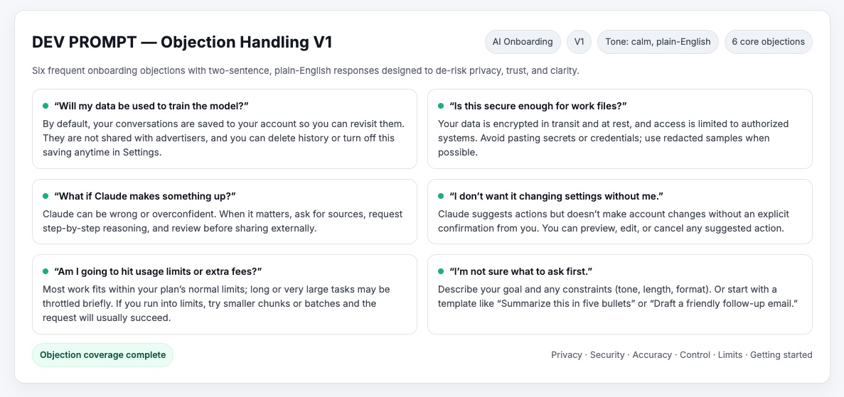 Objection handling framework