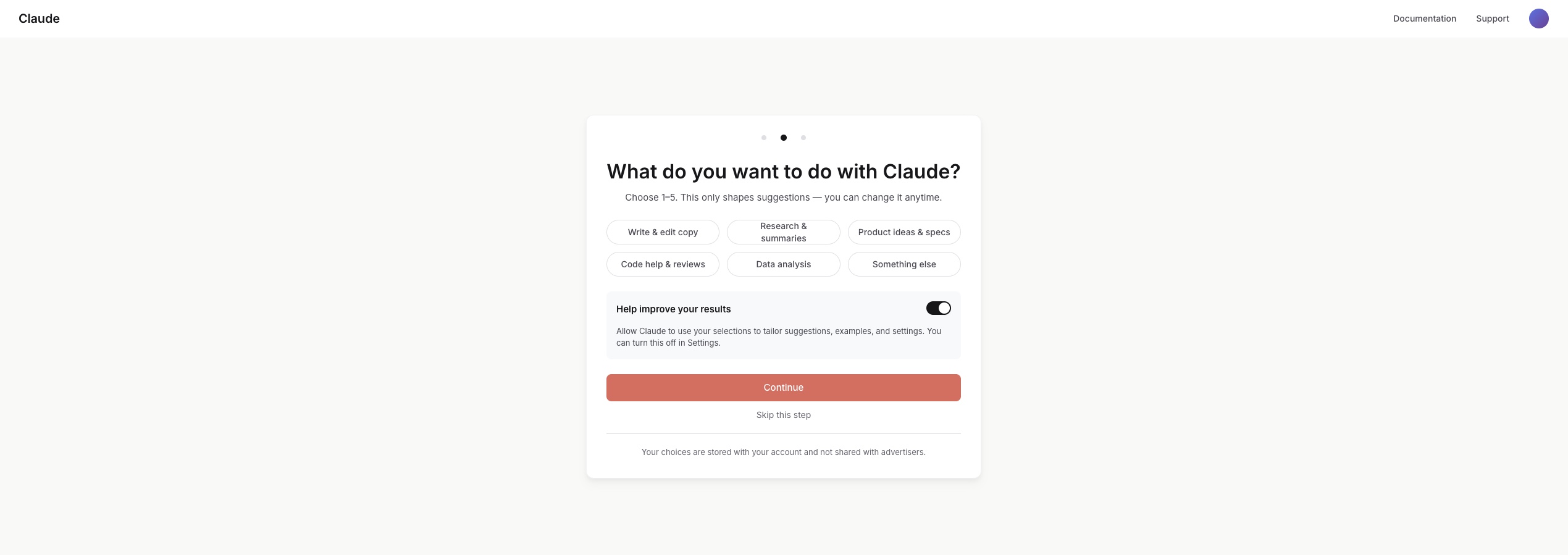 Onboarding screen 2 — Interests