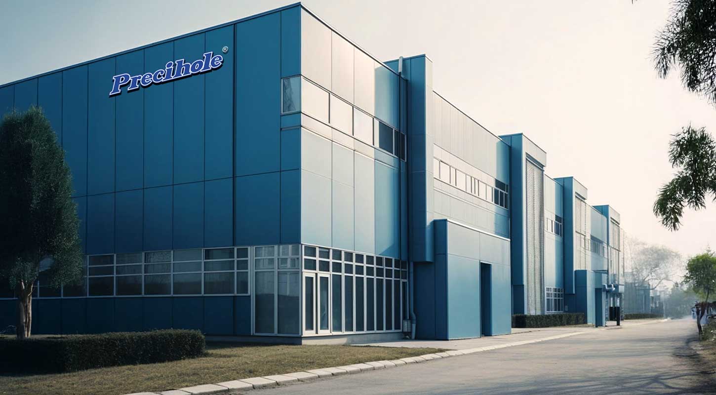 Precihole Machine Tools manufacturing facility in India, specializing in deep hole drilling machines.
