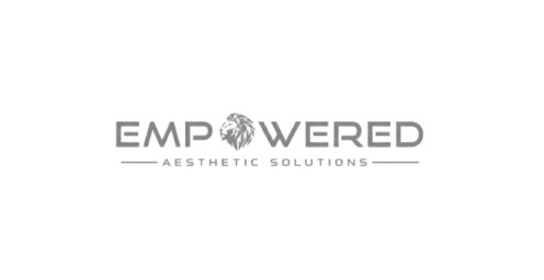 Empowered Aesthetic Solutions logo with stylized flower graphic between the words.