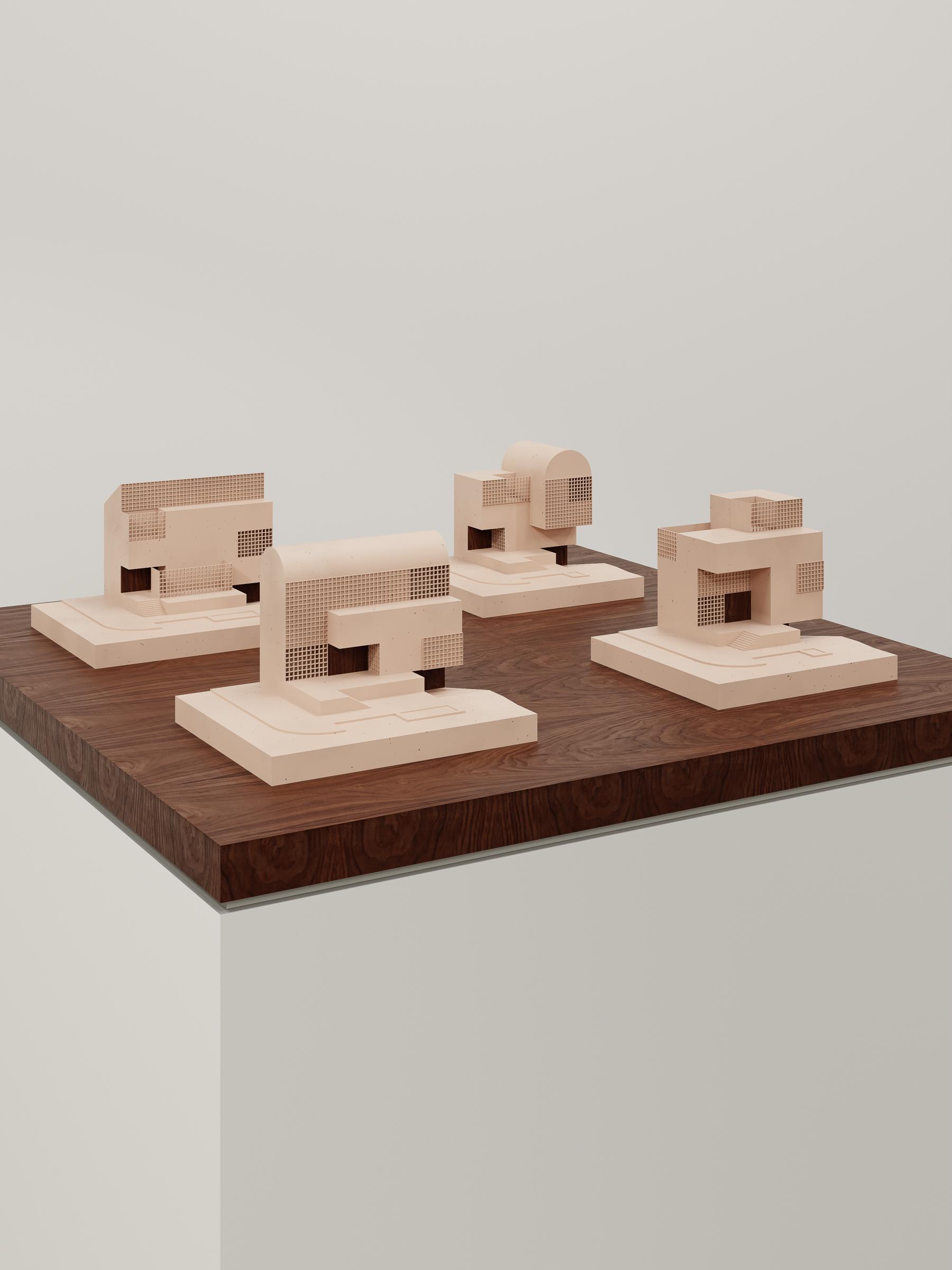 close-up of physical model showing villa typologies within walkable neighbourhood fabric