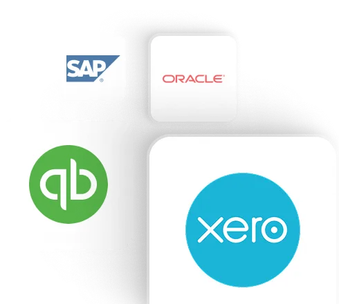SAP, Oracle, QuickBooks, and Xero business accounting software logos displayed together
