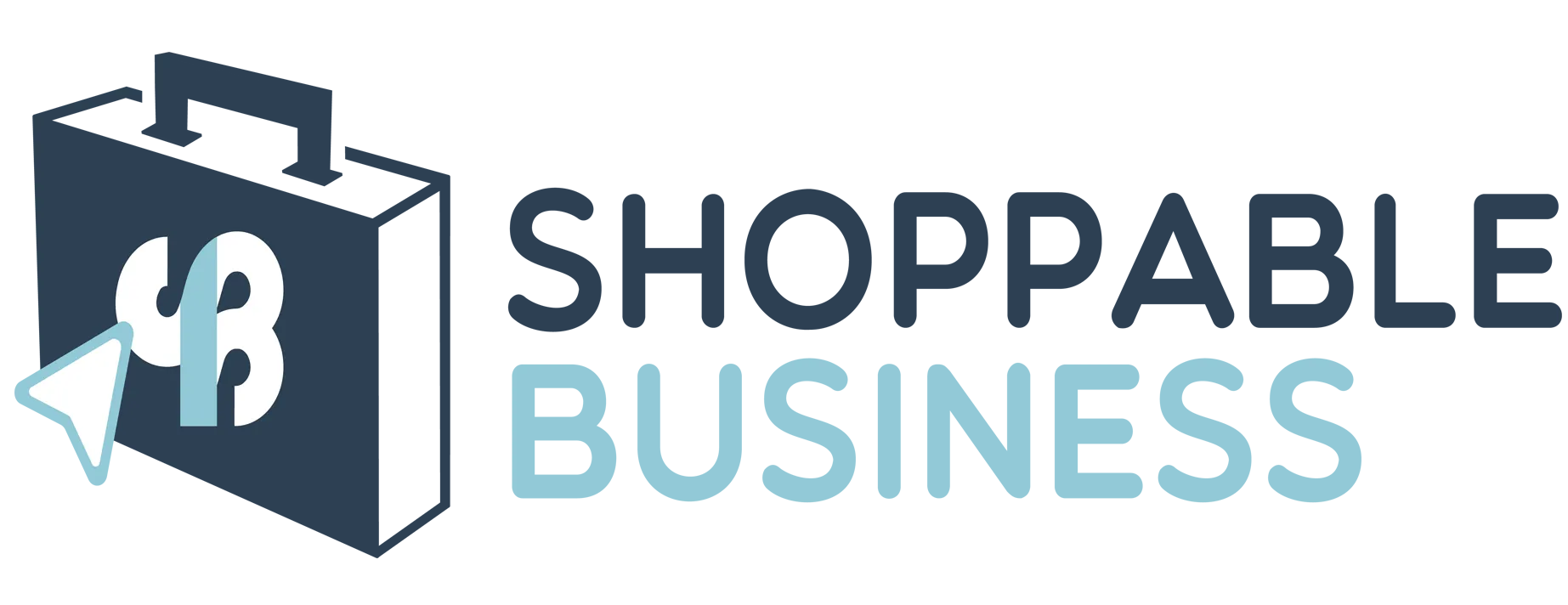 Shoppable Business logo with shopping bag and cursor icon