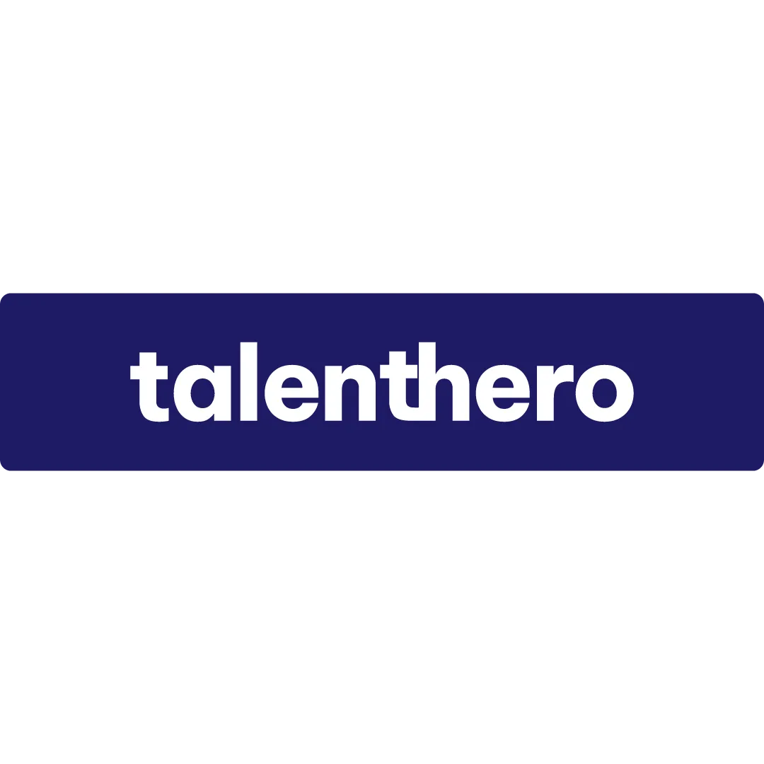Talenthero logo in white text on dark blue rounded background banner
