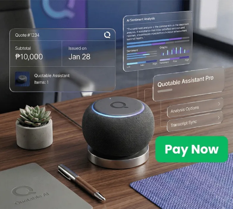 Items on a desk with a Pay now button for the amount of PHP 10,000