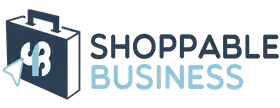 Shoppable Business logo with shopping bag and cursor icon