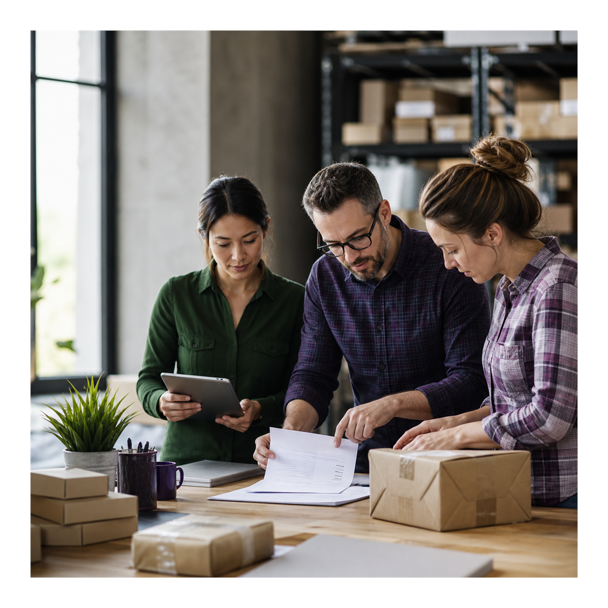 Procurement team coordinating sourcing and supplier operations