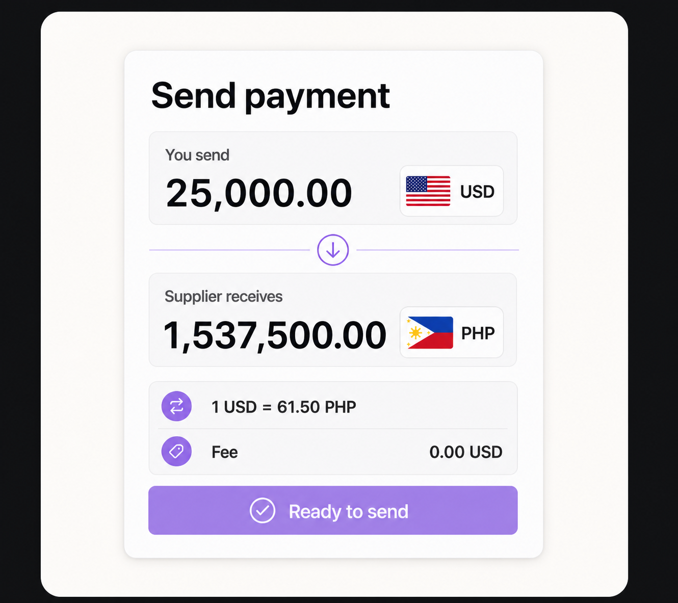 Quotable Payments supplier payment interface