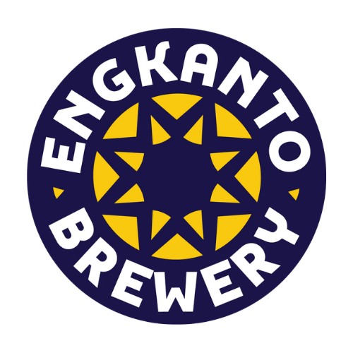 Engkanto Brewery circular logo with yellow star pattern on dark blue background