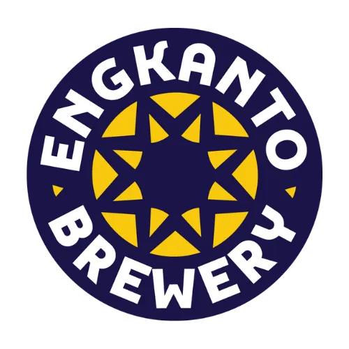 Engkanto Brewery circular logo with yellow star pattern on dark blue background