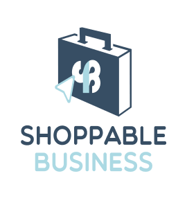 Shoppable Business logo featuring briefcase with dollar sign and text