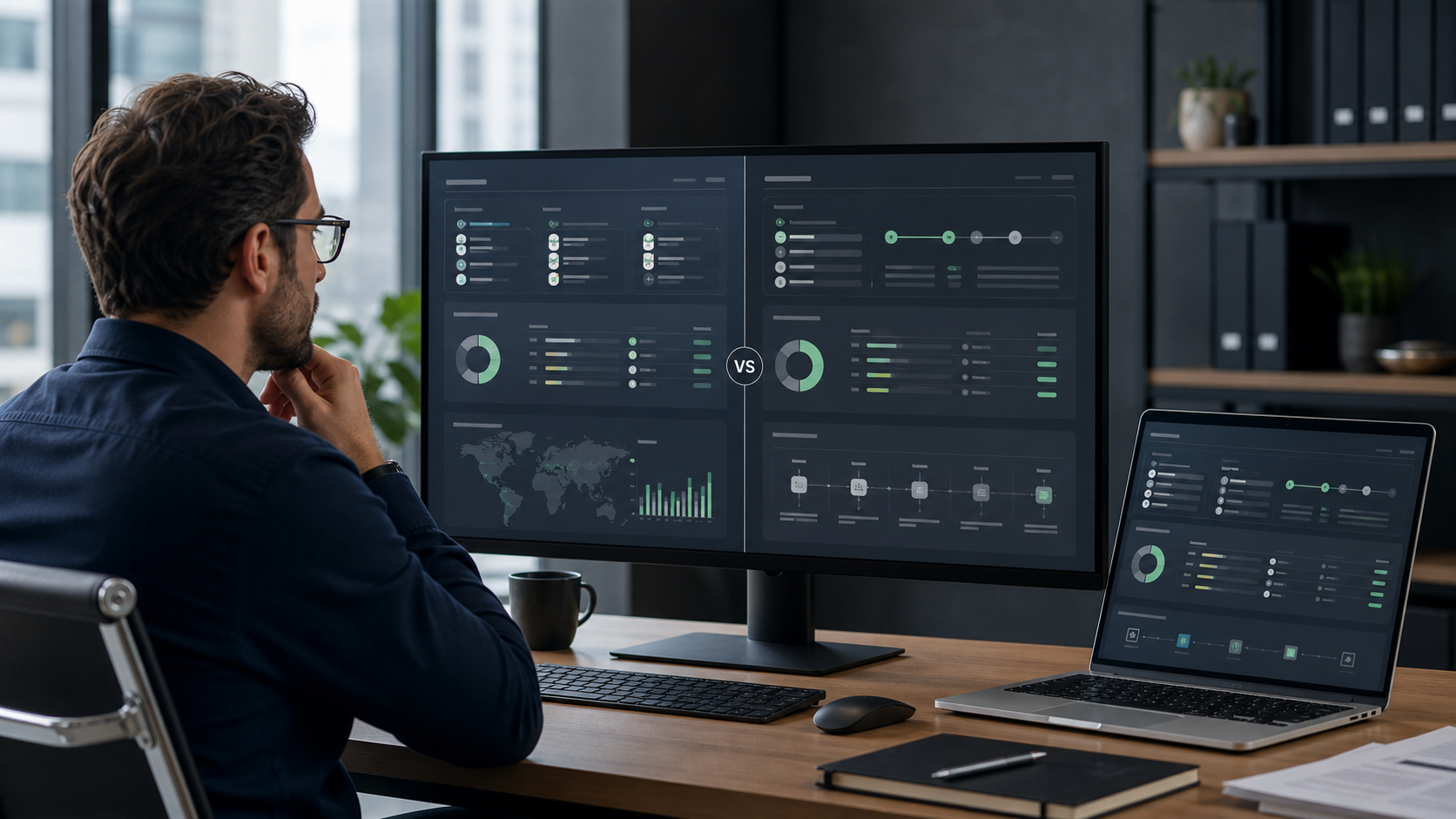 Finance professional comparing two accounts payable platforms for global vendor payments